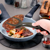 Versatile 2-in-1 Nylon Grip Tongs & Egg Spatula - Perfect for Steaks, Pancakes, and More!