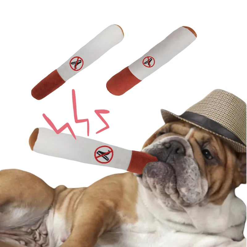 Indestructible Squeaky Cigar Toy for Small Dogs – Interactive Plush Chewing & Biting Fun!