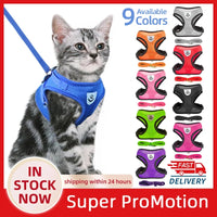 Adjustable Cat and Dog Harness Vest with Leash - Comfortable Mesh Walking Gear for Small and Medium Pets