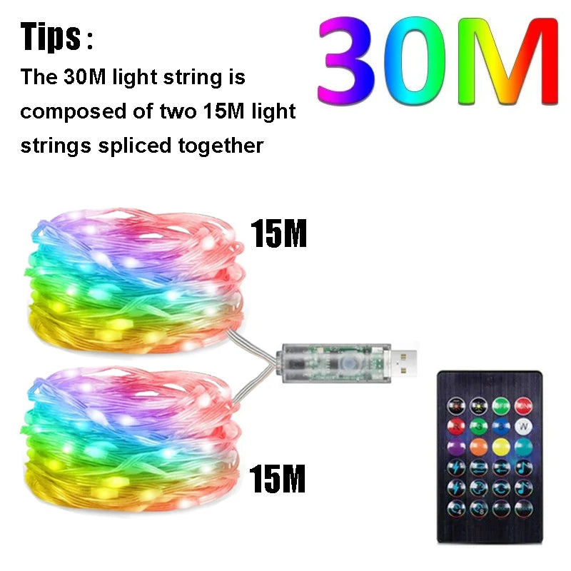 Enchanting RGB LED Strip Lights - WS2812B Bluetooth Smart Fairy Lights for Parties, Christmas, and Home Decor - Waterproof String Garland for a Magical Atmosphere