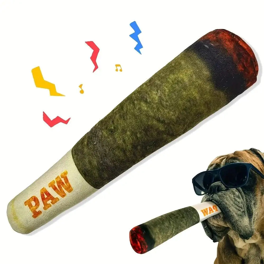 Indestructible Squeaky Cigar Toy for Small Dogs – Interactive Plush Chewing & Biting Fun!