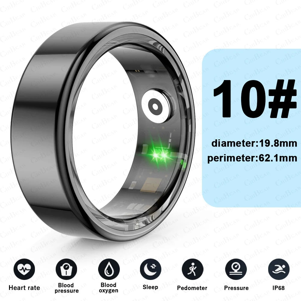 2024 Smart Ring for Teens - Waterproof Heart Rate Monitor in Stylish Stainless Steel, Perfect Jewelry Gift for Android & iOS Users