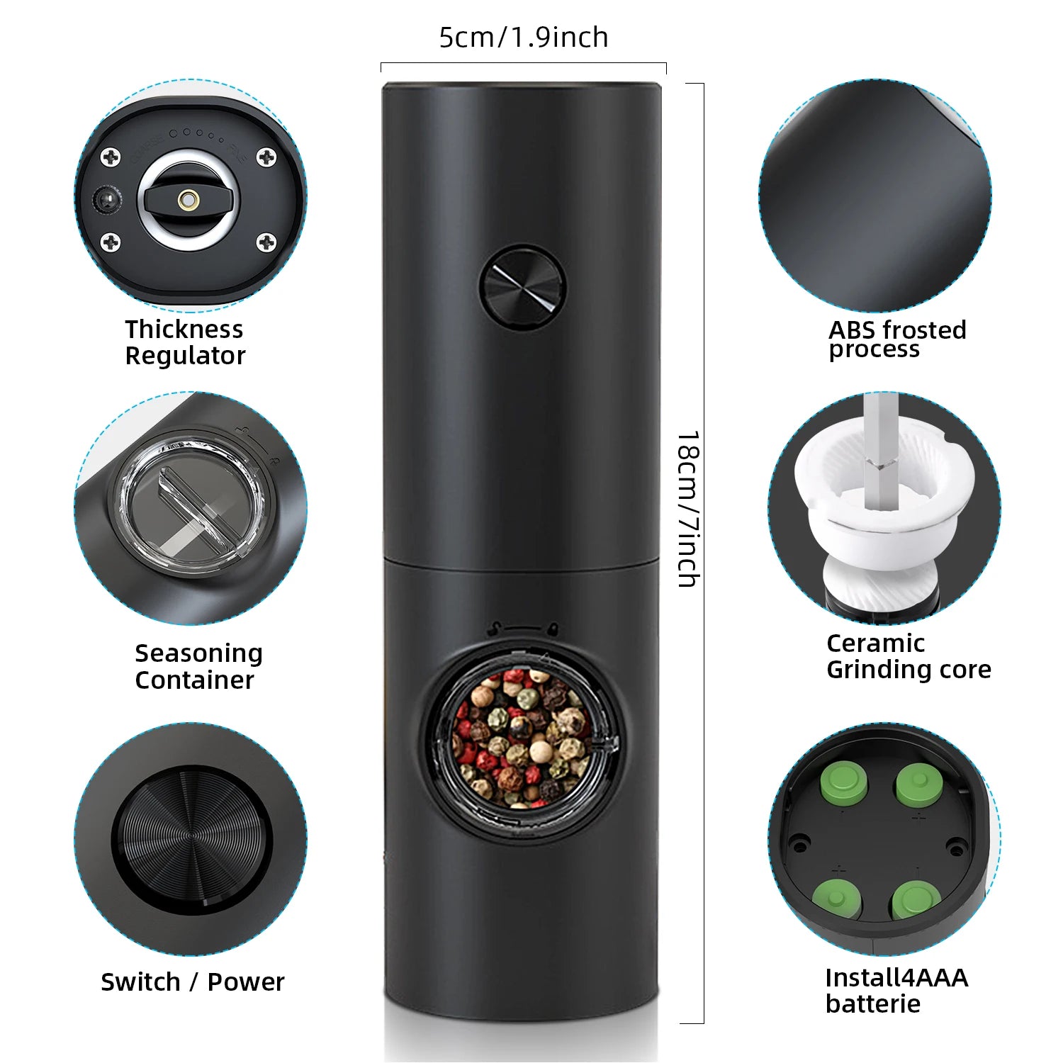Rechargeable Electric Gravity Salt and Pepper Grinder Set - Adjustable Spice Mill for Effortless Seasoning
