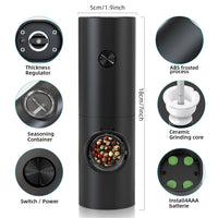 Rechargeable Electric Gravity Salt and Pepper Grinder Set - Adjustable Spice Mill for Effortless Seasoning