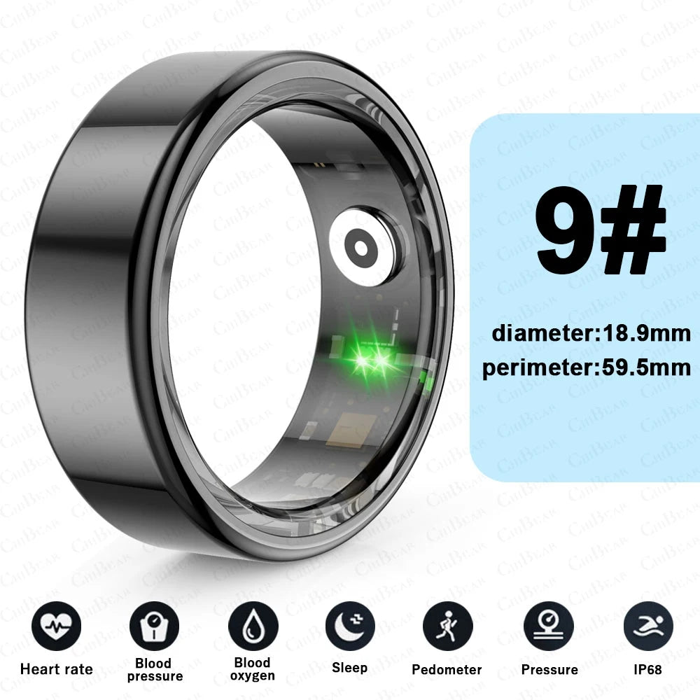 2024 Smart Ring for Teens - Waterproof Heart Rate Monitor in Stylish Stainless Steel, Perfect Jewelry Gift for Android & iOS Users