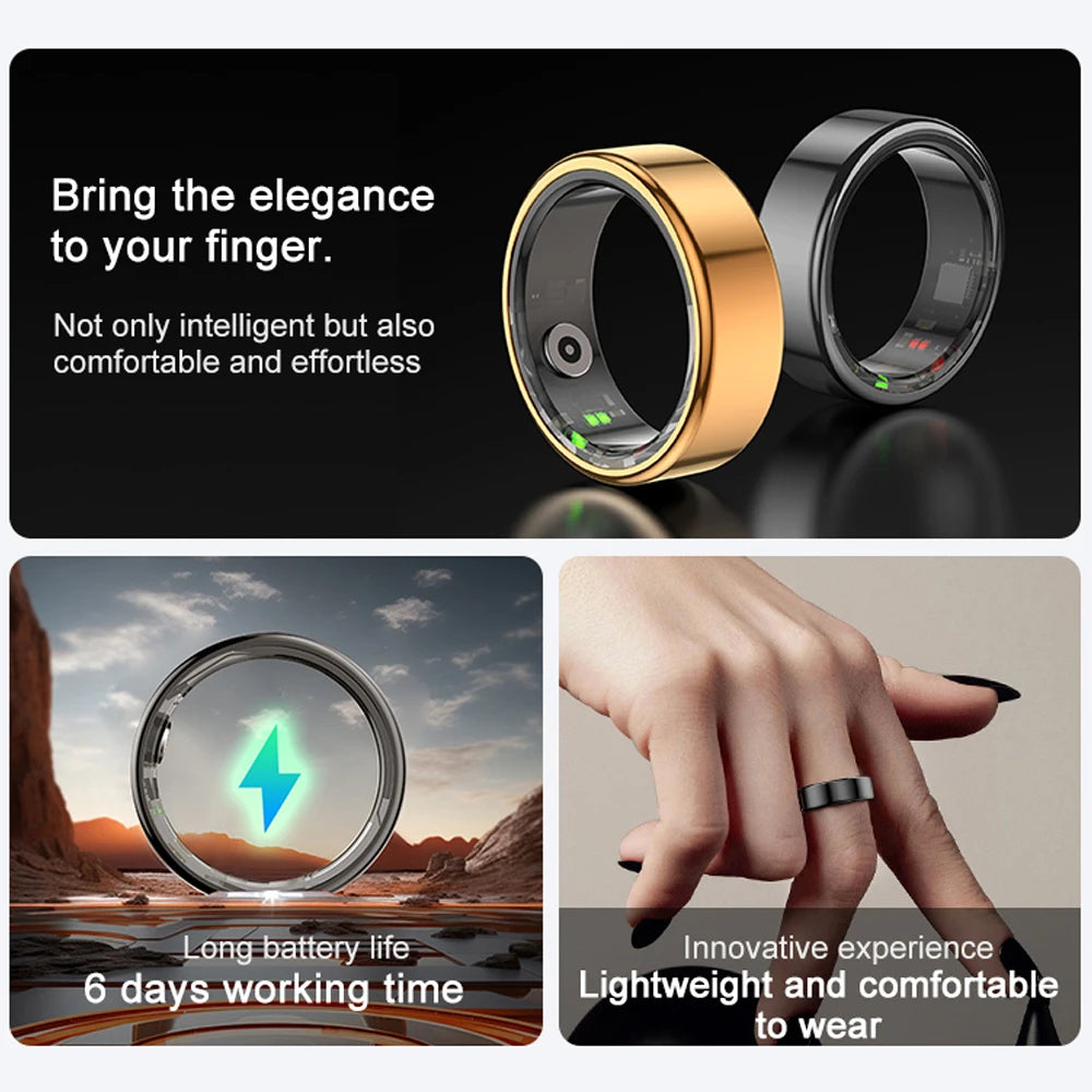 2024 Smart Ring for Teens - Waterproof Heart Rate Monitor in Stylish Stainless Steel, Perfect Jewelry Gift for Android & iOS Users