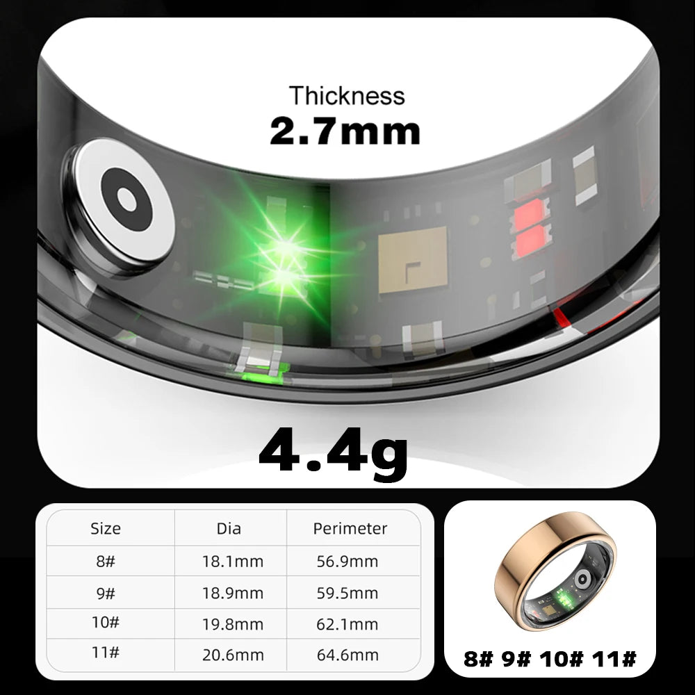2024 Smart Ring for Teens - Waterproof Heart Rate Monitor in Stylish Stainless Steel, Perfect Jewelry Gift for Android & iOS Users