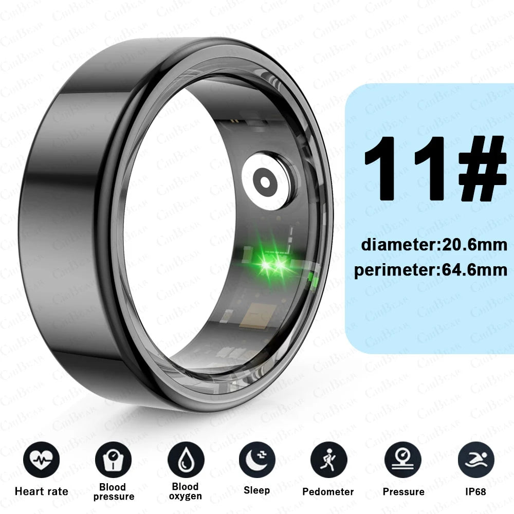 2024 Smart Ring for Teens - Waterproof Heart Rate Monitor in Stylish Stainless Steel, Perfect Jewelry Gift for Android & iOS Users