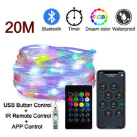 Enchanting RGB LED Strip Lights - WS2812B Bluetooth Smart Fairy Lights for Parties, Christmas, and Home Decor - Waterproof String Garland for a Magical Atmosphere