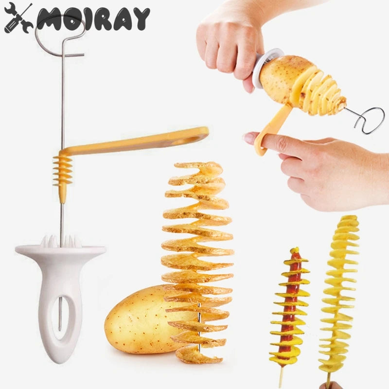 Innovative Spiral Potato Cutter - Create Twisted Potato Towers and Whirlwind Veggie Designs for Fun Kitchen Creations!