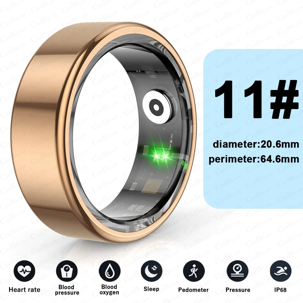 2024 Smart Ring for Teens - Waterproof Heart Rate Monitor in Stylish Stainless Steel, Perfect Jewelry Gift for Android & iOS Users