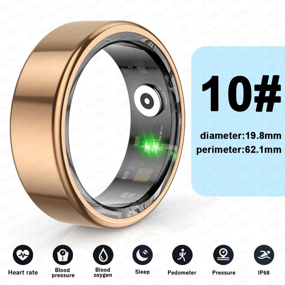 2024 Smart Ring for Teens - Waterproof Heart Rate Monitor in Stylish Stainless Steel, Perfect Jewelry Gift for Android & iOS Users