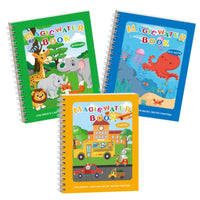 Magic Mess-Free Water Coloring Book for Toddlers - Reusable 3/6 Pack Educational Drawing Activity - Perfect Travel Toy for Kids 3-6 Years Old