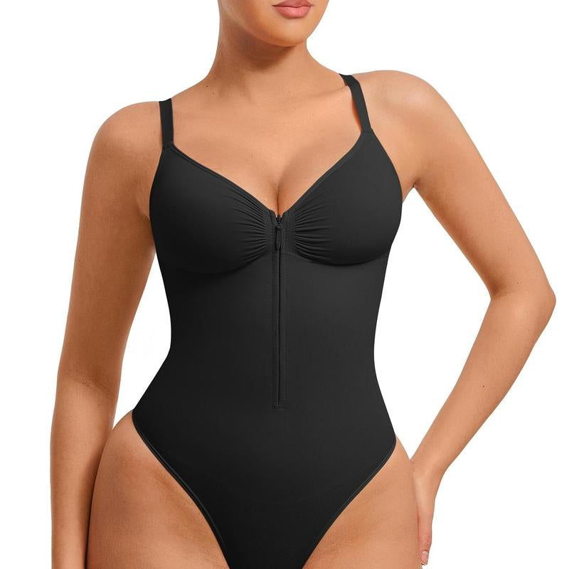 Seamless Peach Heart Collar Bodysuit - Comfortable Shapewear Jumpsuit with Zipper for Women