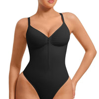 Seamless Peach Heart Collar Bodysuit - Comfortable Shapewear Jumpsuit with Zipper for Women