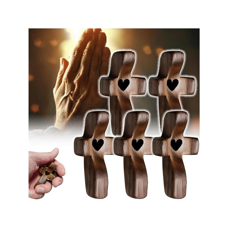 20 Handheld Dark Wood Pocket Crosses - Heartwarming Christian Comfort Gifts for Stress Relief & Encouragement