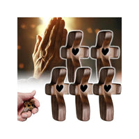 20 Handheld Dark Wood Pocket Crosses - Heartwarming Christian Comfort Gifts for Stress Relief & Encouragement