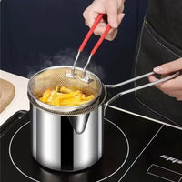 Versatile Stainless Steel Fryer - Perfect for Crispy French Fries and Juicy Chicken Wings, Compact Oil Pot with Built-in Filter Screen