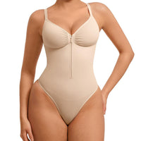 Seamless Peach Heart Collar Bodysuit - Comfortable Shapewear Jumpsuit with Zipper for Women