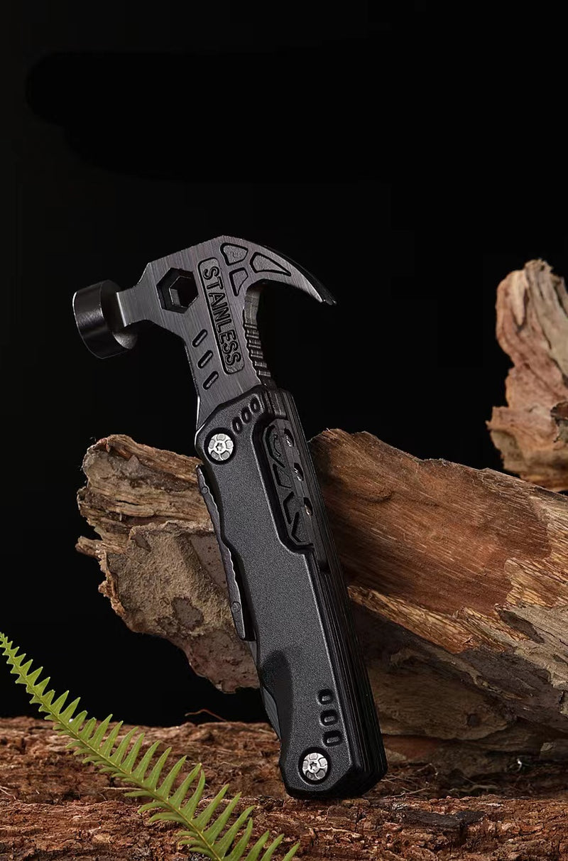 Versatile Outdoor Stainless Steel Folding Pliers with Hammer Tool
