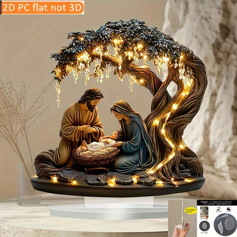 Charming 2D Flat Christmas Scene Desktop Decoration - Perfect for Home, Office & Holiday Gifting!