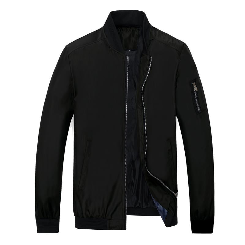 Lightweight Men's Bomber Jacket - Stylish Casual Zip Coat with Pockets for Spring & Autumn