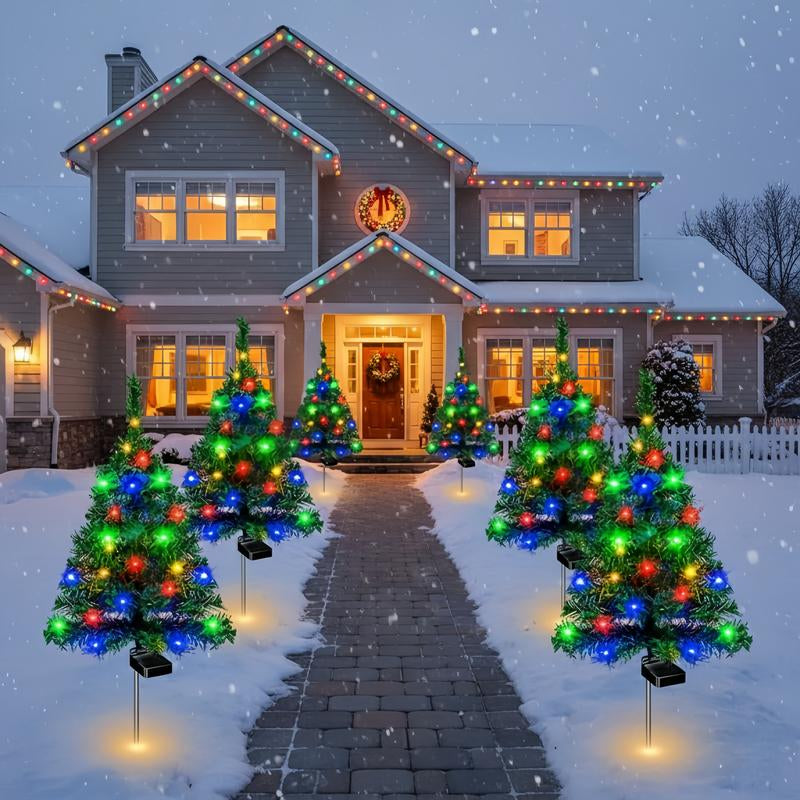 4-Pack Solar Christmas Tree Lights – Waterproof Outdoor Decorations for Gardens, Pathways, and Courtyards