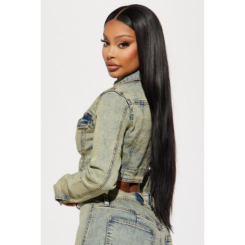 Vittoria Light Wash Tinted Denim Trucker Jacket - Elevate Your Style!