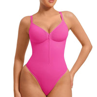 Seamless Peach Heart Collar Bodysuit - Comfortable Shapewear Jumpsuit with Zipper for Women