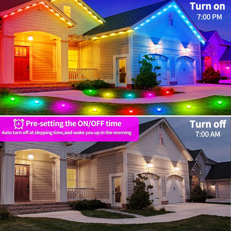 Color Changing RGB Outdoor Ground Lights - Smart Remote & App Control, IP67 Waterproof Pathway Lighting for Garden, Lawn & Holiday Parties