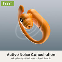 HTC NE61 Wireless Bluetooth Earbuds - Real-Time 134 Language Translation, Heart Rate Monitor, IPX5 Waterproof, 45H Battery Life, Noise Cancelling, Full Color Touch Screen, Compatible with iOS & Android