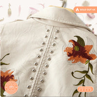 Premium 100% Leather Floral Motorcycle Jacket - Unleash Your Style!