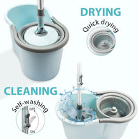Ultimate Spin Mop & Bucket Set - 360° Floor Cleaning with 3 Microfiber Heads & 50" Extended Handle!