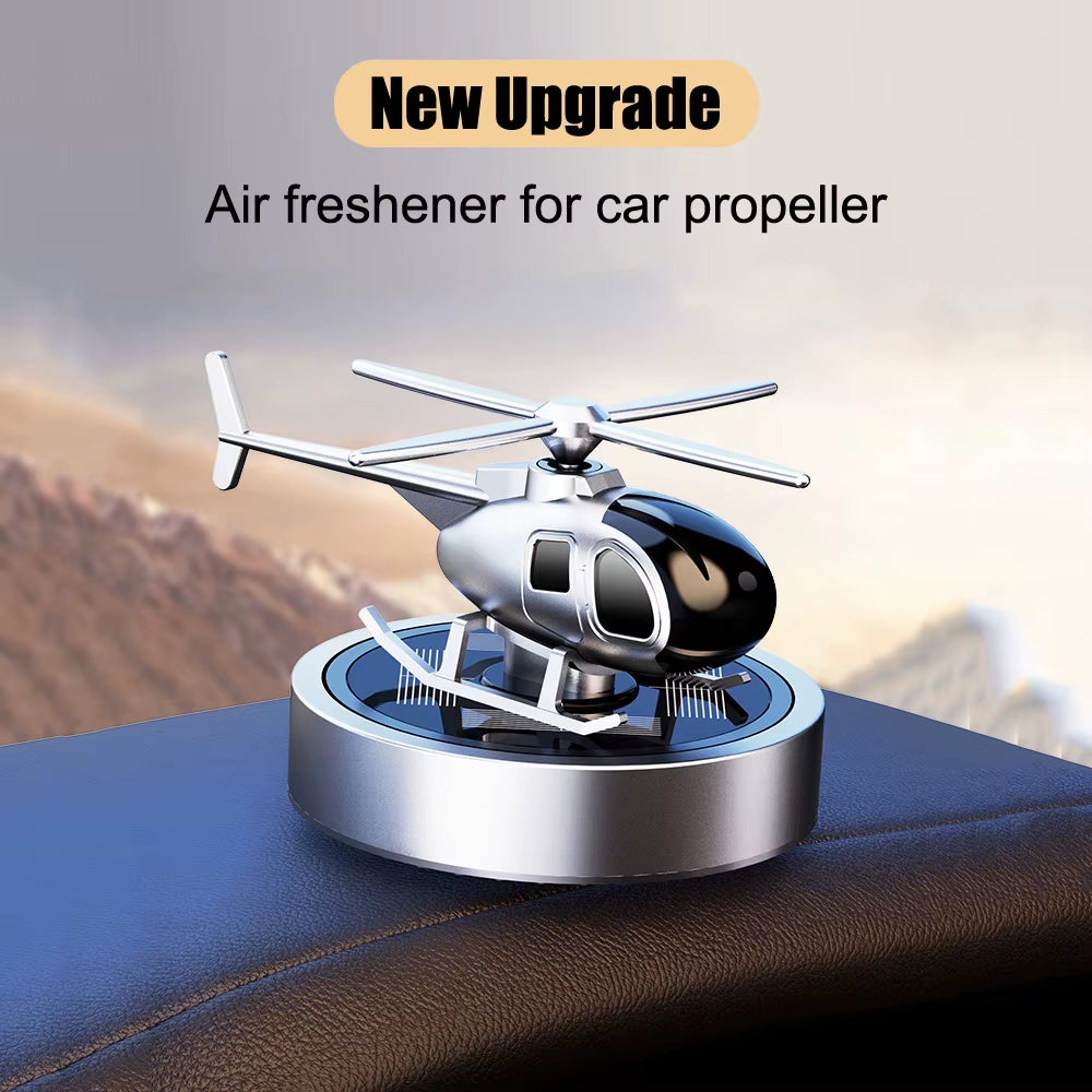 Solar-Powered Helicopter Car Air Freshener - Unique Propeller Rotating Perfume Diffuser for Your Vehicle Interior