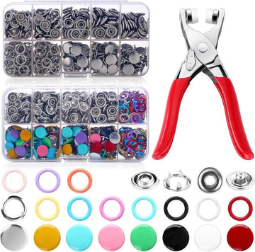 Ultimate Buttons & Pliers Tool Kit - 200 Metal Sewing Buttons & Snapfastener Pliers Set for Seamless Stitching, Perfect Gift for Your Wife!