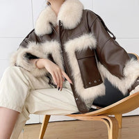 Luxurious Fox Fur & Leather Stitch Coat
