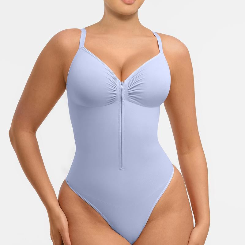 Seamless Peach Heart Collar Bodysuit - Comfortable Shapewear Jumpsuit with Zipper for Women