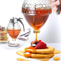 Revolutionary No Drip Honey Pourer with Stand - Elegant Storage Jar for Syrups, Juices, and More!