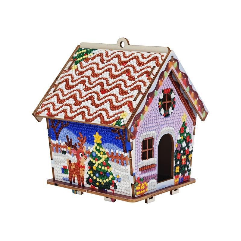 DIY 5D Diamond Painting Christmas House Puzzle – Festive Wooden Building Blocks for Holiday Decor & Handmade Gifts!