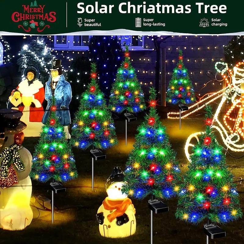 4-Pack Solar Christmas Tree Lights – Waterproof Outdoor Decorations for Gardens, Pathways, and Courtyards