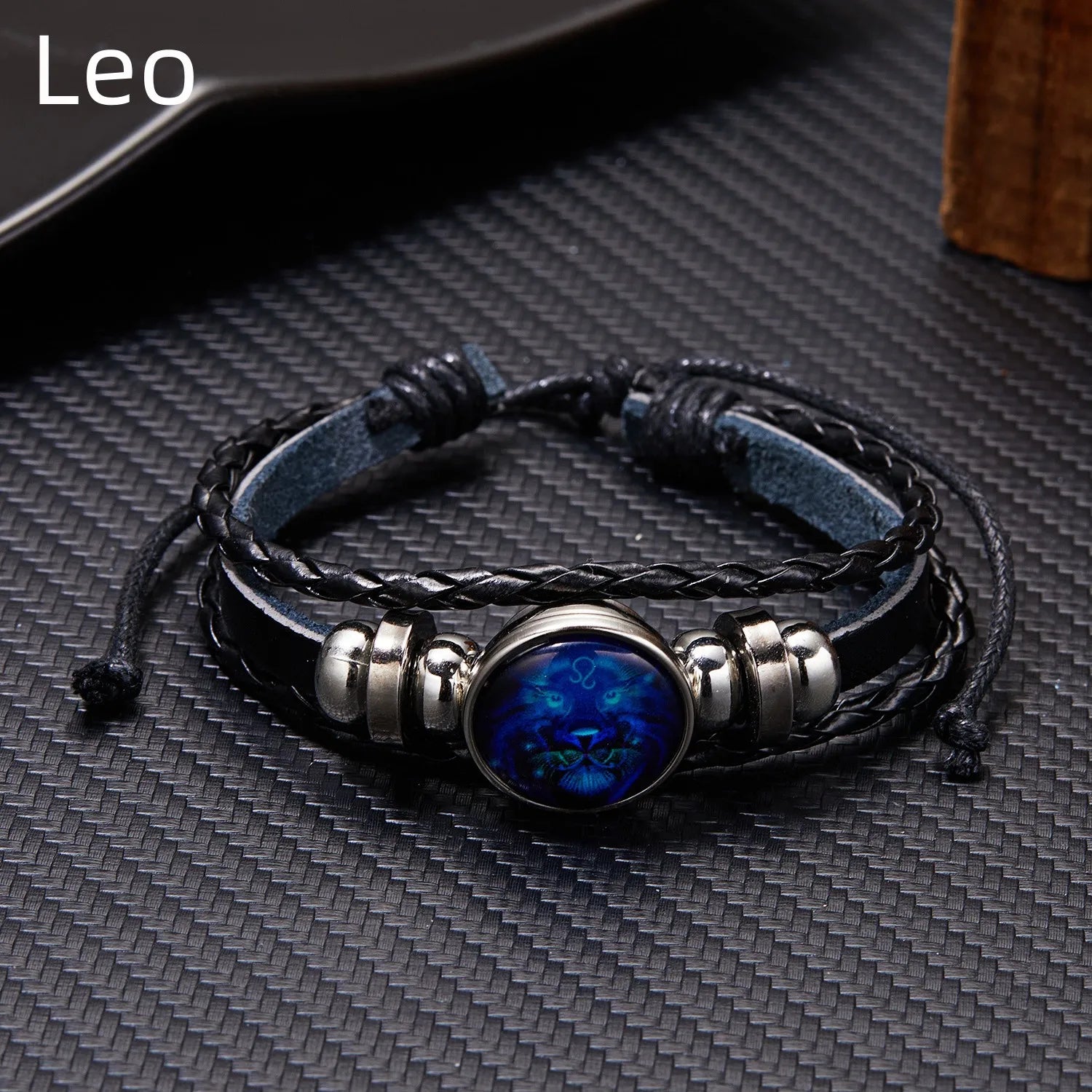 Luminous Zodiac Leather Bracelet – 12 Constellations | Adjustable Vintage Wrap for Men & Women