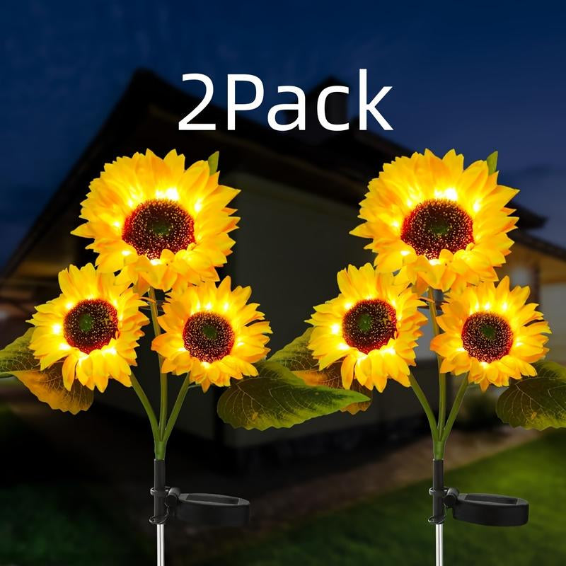 Stunning 2-Piece 3-Head Solar Garden Lights – Waterproof Sunflower Lamps for Beautiful Yard, Path, and Landscape Decoration