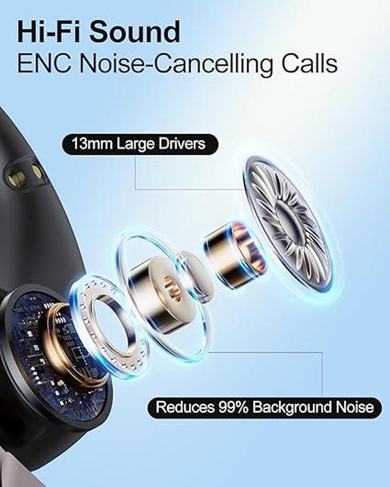 Ultimate Wireless Bluetooth Earbuds - ENC Noise-Cancelling Sport Headphones with Clear Call Mic
