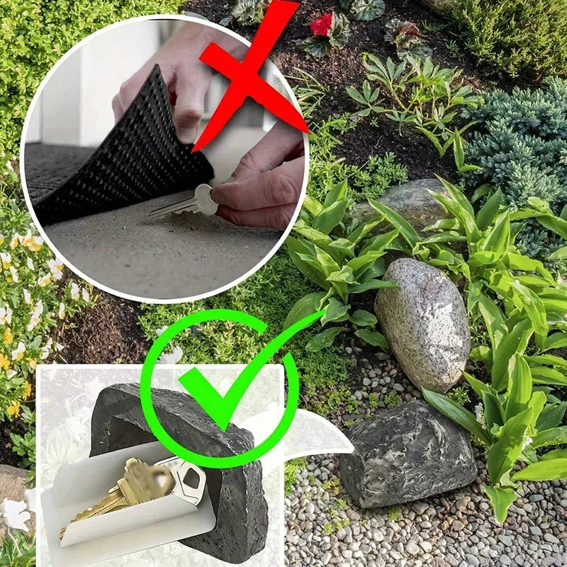 Discreet Garden Key Storage Box - Realistic Stone Design for Hidden Outdoor Access