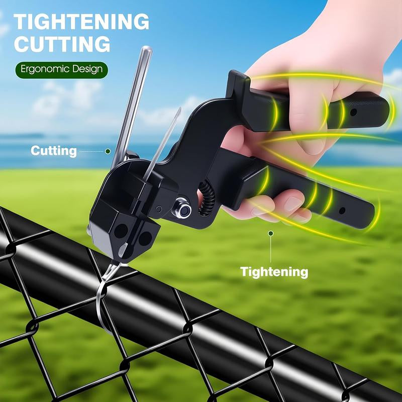 Heavy-Duty Metal Zip Ties with Stainless Steel Tie Gun - 100 Pack, 11.8 Inch UV Resistant Fastening Tool for Fences and Outdoor Use