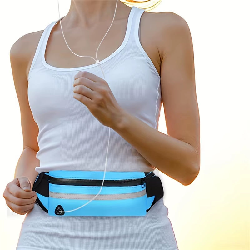 Comfortable Sport Running Waist Bag for Men & Women - Stylish Fanny Pack with Safety Tape for Gym, Cycling & Phone Storage