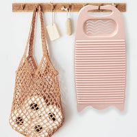 Portable Light Pink Washboard for Effortless Hand Washing Clothes - Includes Convenient Holder