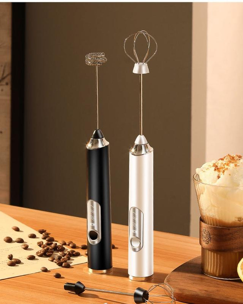 Versatile Rechargeable Milk Frother with 3 Heads & Speeds - Perfect for Lattes, Cappuccinos, Matcha, and More!