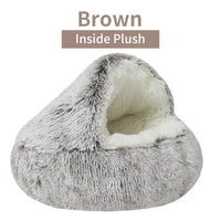 Cozy 2-in-1 Winter Plush Cat Bed & Sleep Bag – Round Cat House for Cats and Small Dogs