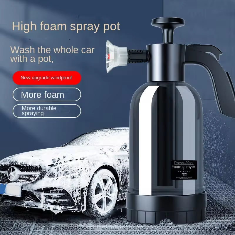 2L Foam Cannon Hand Pump Sprayer with 3 Nozzles for Easy Car Wash and Window Cleaning